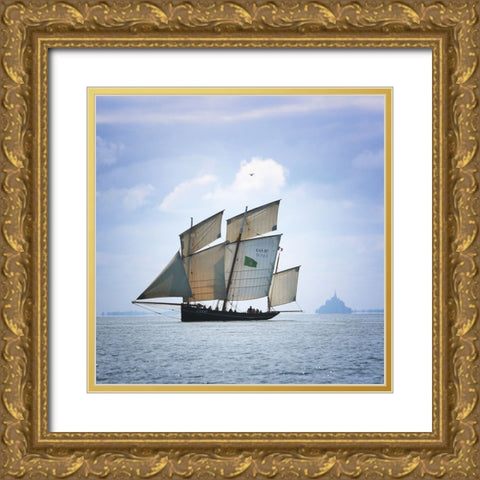 Boat-Bird And Mount Gold Ornate Wood Framed Art Print with Double Matting by Demoulin, Vincent