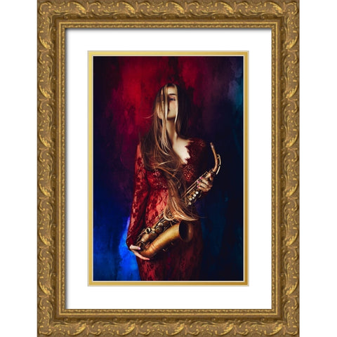 The Music Of Colors Gold Ornate Wood Framed Art Print with Double Matting by Bolgov (Axe), Ruslan