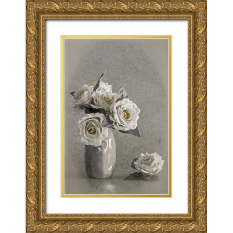 Faded Lines Gold Ornate Wood Framed Art Print with Double Matting by Kiral, Cicek