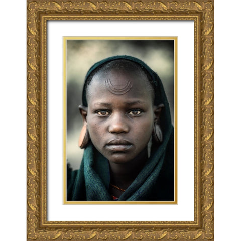 Girl Of The Suri Gold Ornate Wood Framed Art Print with Double Matting by Cole, Trevor