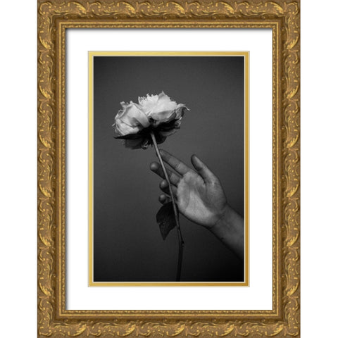 Peony Gold Ornate Wood Framed Art Print with Double Matting by Frolova, Antonida