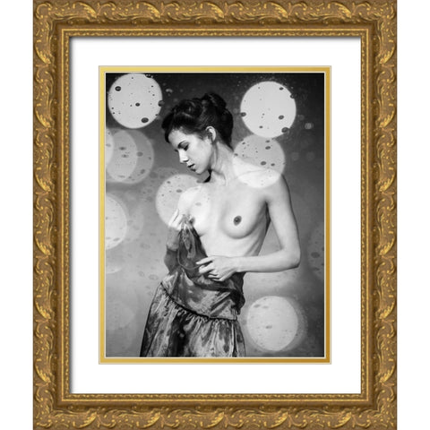 Shades Of Light I Gold Ornate Wood Framed Art Print with Double Matting by miriana