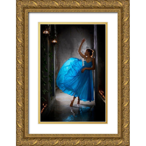 Glowing Gold Ornate Wood Framed Art Print with Double Matting by Muliani Hartojo, Angela