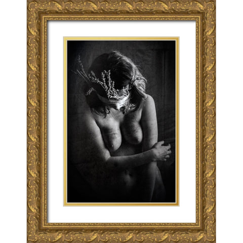 Flora Fiction Gold Ornate Wood Framed Art Print with Double Matting by Bousca, Bogdan