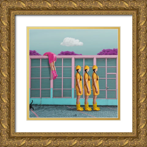 Hiding Away From Myself Gold Ornate Wood Framed Art Print with Double Matting by Hardibudi