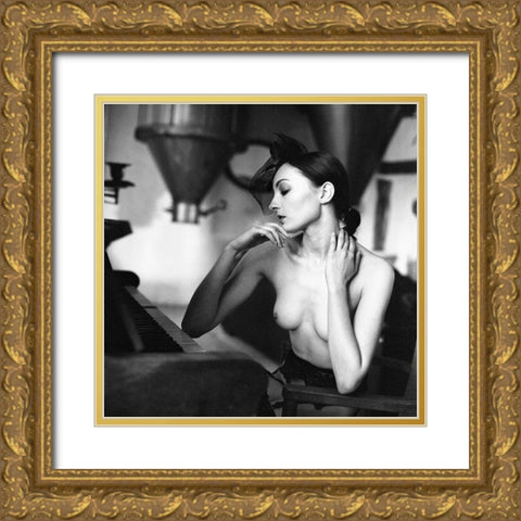 Pianist Gold Ornate Wood Framed Art Print with Double Matting by Kaminski, Lukas