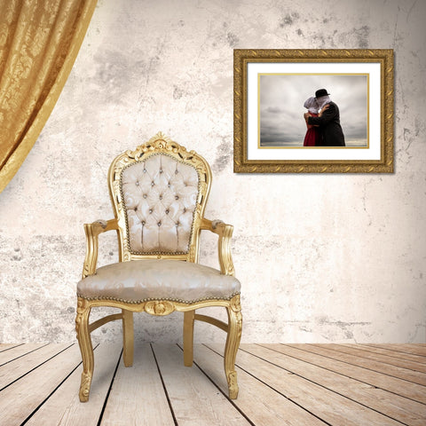 The Lovers Then And Now Gold Ornate Wood Framed Art Print with Double Matting by Ze, Genadijs