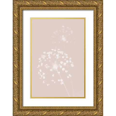 Dried Flower Pink Gold Ornate Wood Framed Art Print with Double Matting by 1x Studio III