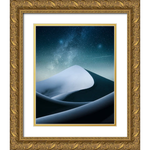 Zarrin Night Gold Ornate Wood Framed Art Print with Double Matting by Qane, Hamed