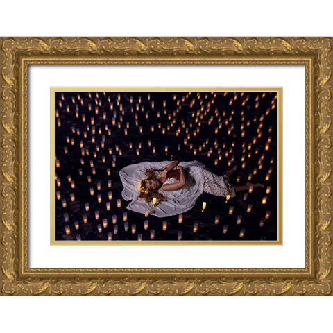 Feeling Peaceful With Music Gold Ornate Wood Framed Art Print with Double Matting by Suhardjo, Lisdiyanto