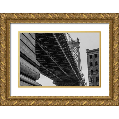 Manhattan Bridge - Brooklyn New York Gold Ornate Wood Framed Art Print with Double Matting by Ekstrand, Rikard