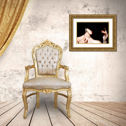 Red Gold Ornate Wood Framed Art Print with Double Matting by Washimi, Masatoshi