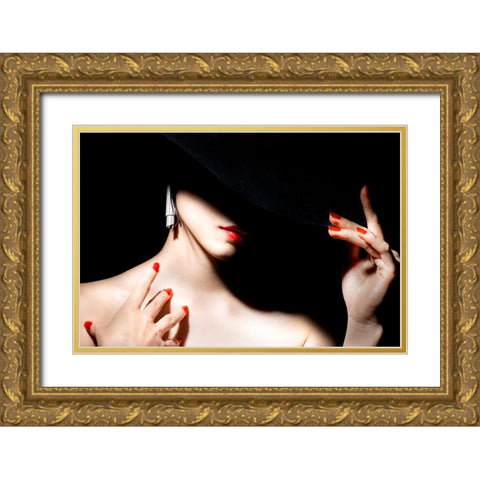 Red Gold Ornate Wood Framed Art Print with Double Matting by Washimi, Masatoshi