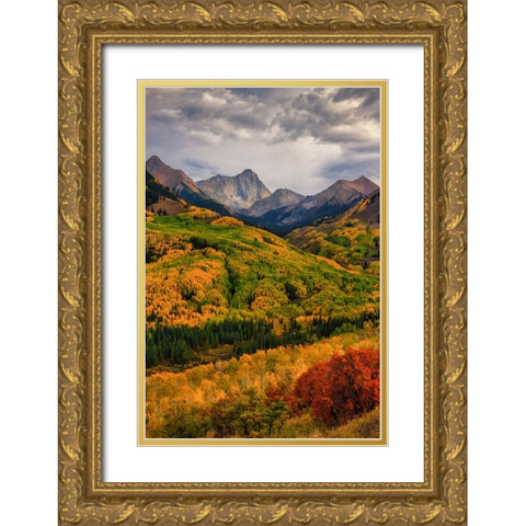 Capitol Peak Gold Ornate Wood Framed Art Print with Double Matting by Zheng, Michael