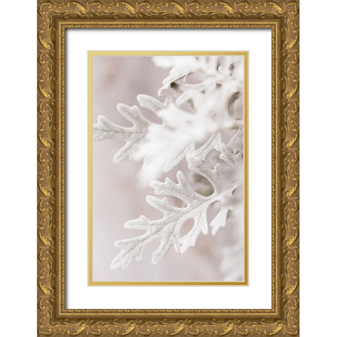 Silver Leaves No 2 Gold Ornate Wood Framed Art Print with Double Matting by 1x Studio III