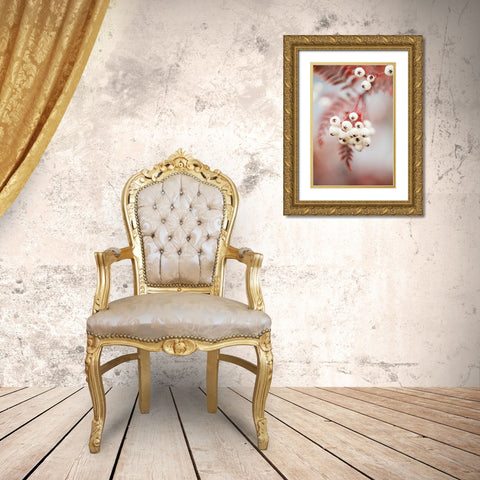 Berries on a twig Gold Ornate Wood Framed Art Print with Double Matting by 1x Studio III