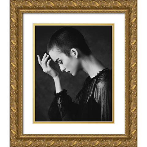 Le Penseur Gold Ornate Wood Framed Art Print with Double Matting by Diaz, Anderson