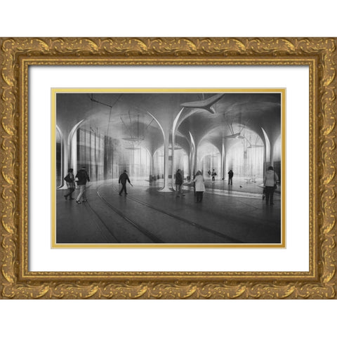 Maandfrac14;Nchener Freiheit Gold Ornate Wood Framed Art Print with Double Matting by Schleicher-Schwarz, Roswitha
