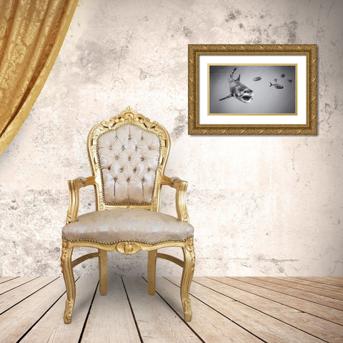 Chase Game With Great White Gold Ornate Wood Framed Art Print with Double Matting by Rebro, Marcel