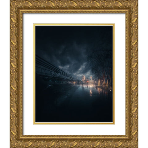 Let It Rain Gold Ornate Wood Framed Art Print with Double Matting by George, David