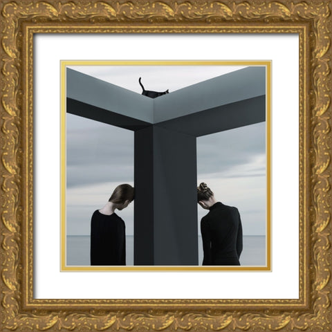 The Wall Between Us Gold Ornate Wood Framed Art Print with Double Matting by Hardibudi