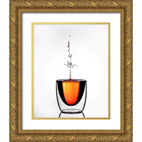 Waterdrop Gold Ornate Wood Framed Art Print with Double Matting by Herliyanto, Gatot