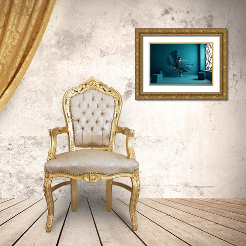 Ballerina Gold Ornate Wood Framed Art Print with Double Matting by Suhardjo, Lisdiyanto