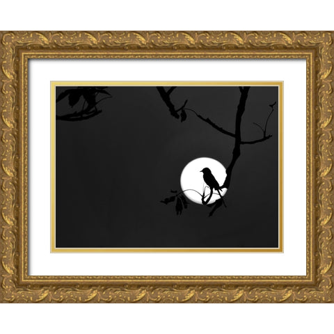 Nightingale of my dreams Gold Ornate Wood Framed Art Print with Double Matting by Maiti, Asamanj