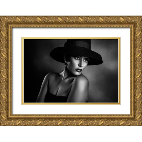 Lady Ros Gold Ornate Wood Framed Art Print with Double Matting by Tambe, Peppe