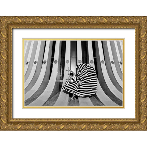 Untitled Gold Ornate Wood Framed Art Print with Double Matting by Lev Ari, Shay