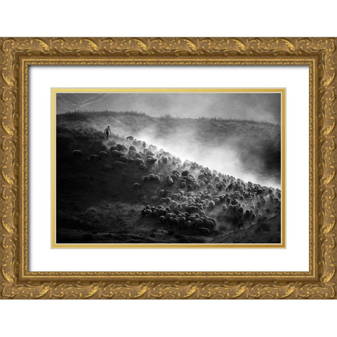 Tatvan 9 Gold Ornate Wood Framed Art Print with Double Matting by Gulay Tansu, A