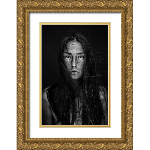 Freckles beauty Gold Ornate Wood Framed Art Print with Double Matting by Krystynek Mqep, Martin