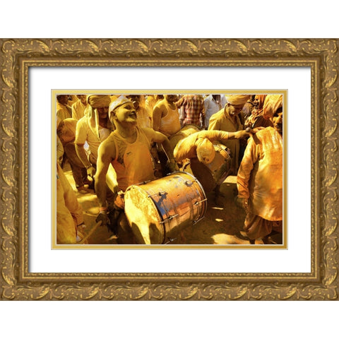 The Yellow Drummers Gold Ornate Wood Framed Art Print with Double Matting by Suresh Dodwad, Chetan