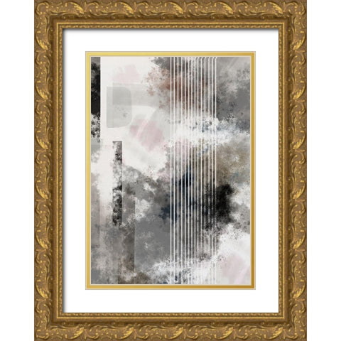 Stripes 01 Gold Ornate Wood Framed Art Print with Double Matting by 1x Studio II