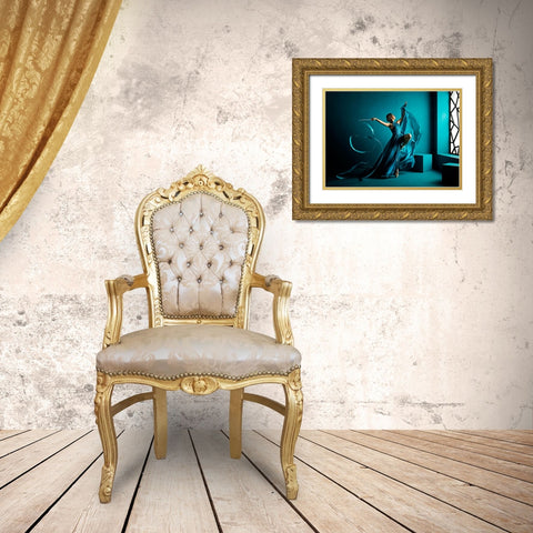Blue Ribbon Gold Ornate Wood Framed Art Print with Double Matting by Muliani Hartojo, Angela