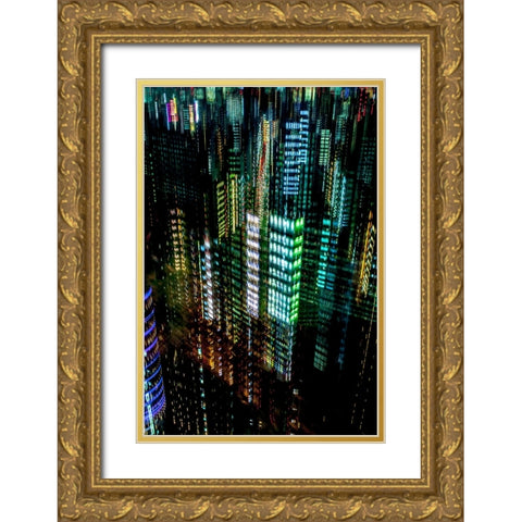 tokyo layers Gold Ornate Wood Framed Art Print with Double Matting by Makoto, Sasaki