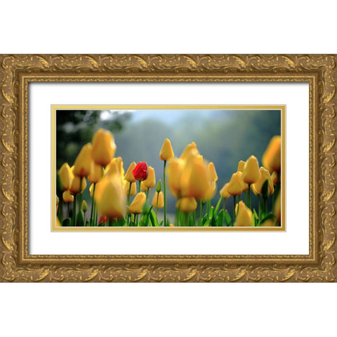Untitled Gold Ornate Wood Framed Art Print with Double Matting by Hall, Harry