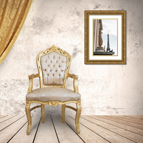 Eiffel Tower Paris Gold Ornate Wood Framed Art Print with Double Matting by 1x Studio III