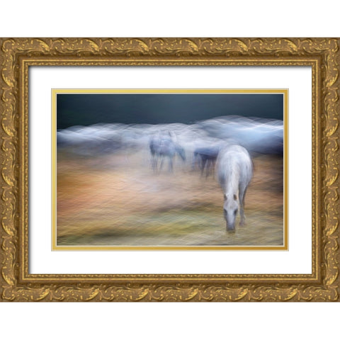 On the pasture Gold Ornate Wood Framed Art Print with Double Matting by Malovrh, Milan