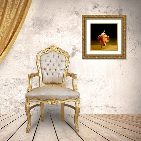 Ballerina danceras Gold Ornate Wood Framed Art Print with Double Matting by Adriana, Agus