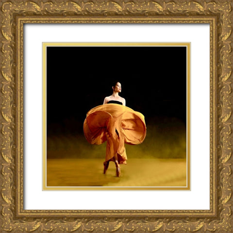 Ballerina danceras Gold Ornate Wood Framed Art Print with Double Matting by Adriana, Agus