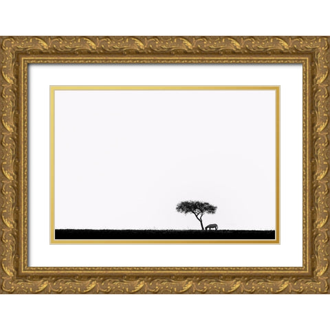 Africa Gold Ornate Wood Framed Art Print with Double Matting by Yu, Wenjin