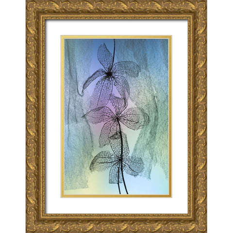 3 Flowers Gold Ornate Wood Framed Art Print with Double Matting by Kowatari, Shihya