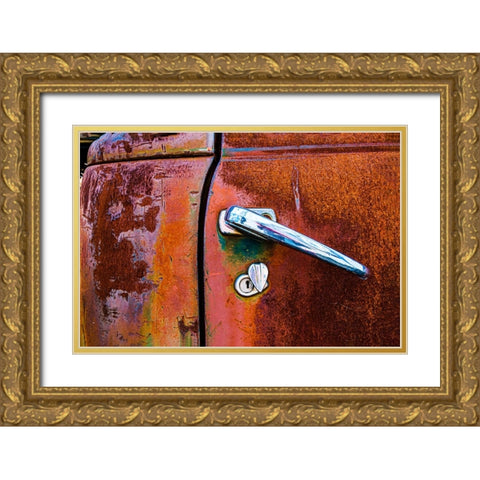 1950 Gmc Truck Door Handle Gold Ornate Wood Framed Art Print with Double Matting by Beavis, Andrew