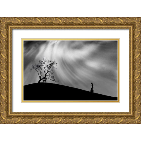 Uphill Walk Gold Ornate Wood Framed Art Print with Double Matting by Hammer, Peter