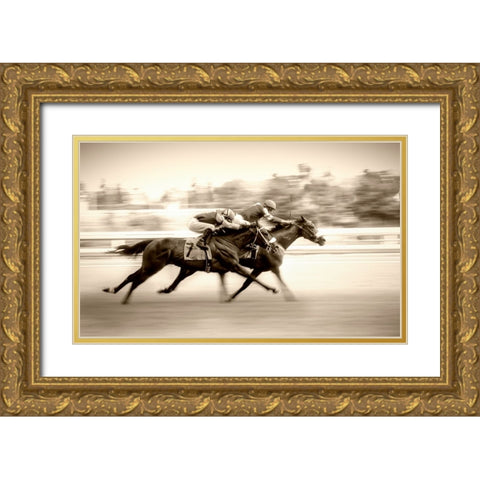 Racing Gold Ornate Wood Framed Art Print with Double Matting by Little7