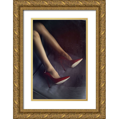 AFTERNOON COFFEE Gold Ornate Wood Framed Art Print with Double Matting by Schottstaedt, Erik