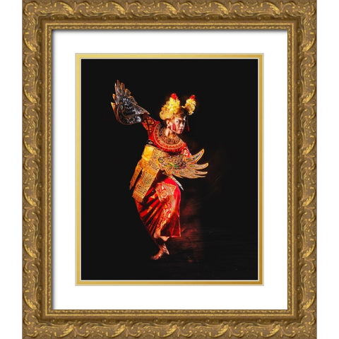 Legong Dance Gold Ornate Wood Framed Art Print with Double Matting by Herliyanto, Gatot