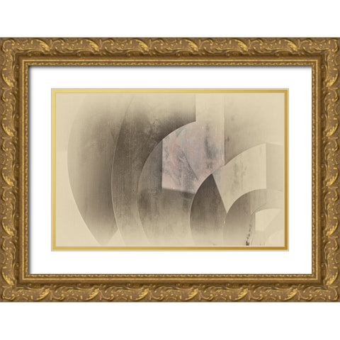 Shapes in soft tones Gold Ornate Wood Framed Art Print with Double Matting by Van Son, Greetje