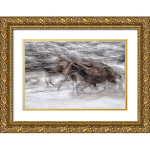 black dominance Gold Ornate Wood Framed Art Print with Double Matting by Malovrh, Milan